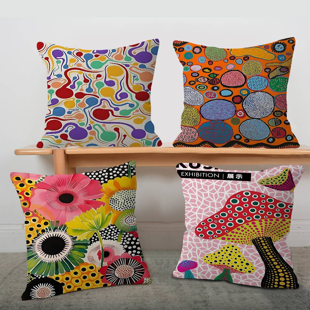 Home Textiles Exhibition - Yayoi Kusama Kunstausstellung Kürbis-Blumen-Kissen Kissenbezug Kissenhülle