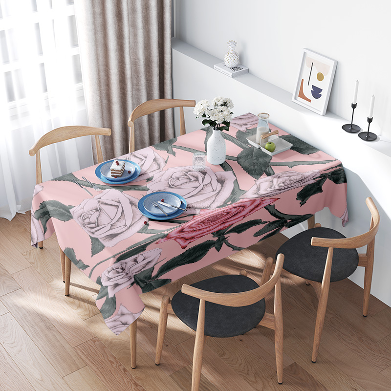 Home Textiles Com - Rosa Blumentischdecke mit rosa Rosen, Dekoration