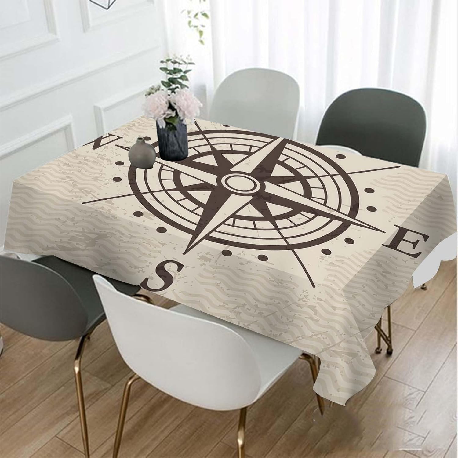Home Textiles Direct - Vintage Kompass-Karten-Abenteuer-Tischdecke, Retro-Richtungs-Reise-Tischdecke