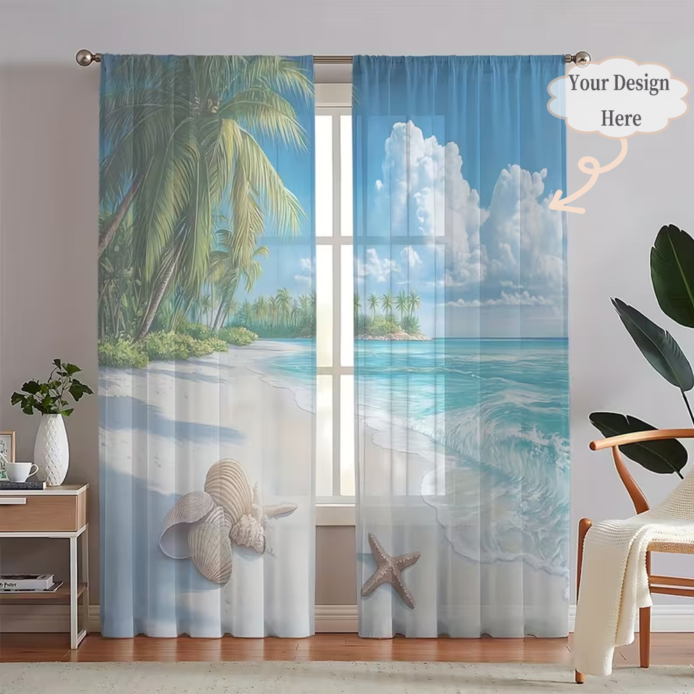 Home Textiles Curtains - Maßgefertigte 2D Flache 2-teilige Transparente Vorhänge,