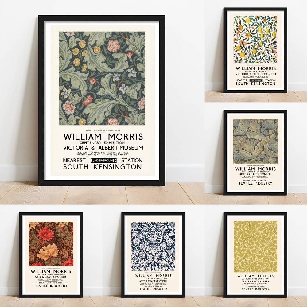 Home Textiles Exhibition - William Morris Vintage Blumen-Ausstellungsplakat Botanische Blumen-